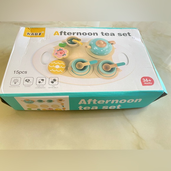 New Wooden Kids Tea Set Perfect Gift For Boys And Girls,Holiday Gift Toys - Picture 2 of 7